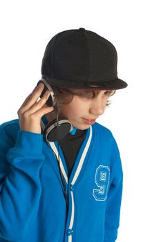 a teenage boy listening some music