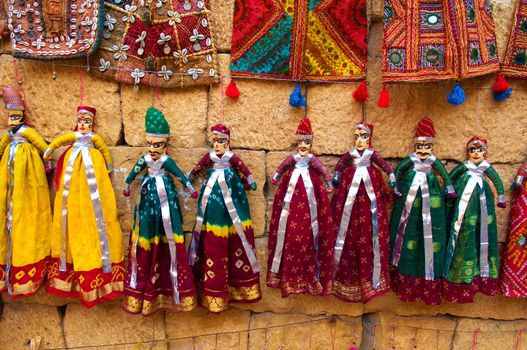 tourist souvenirs indian puppet dolls of jaisalmer,rajasthan india