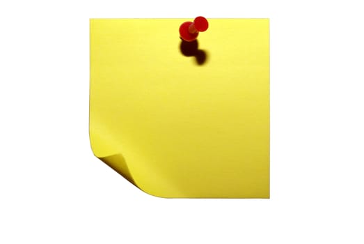Note paper. Yellow sticky paper. Isolated on white with clipping path.