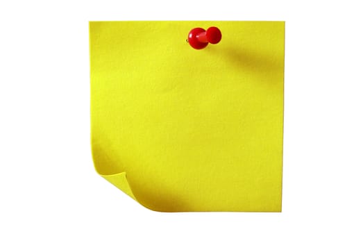 Note paper. Yellow sticky paper. Isolated on white with clipping path.