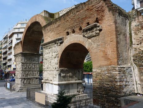Side of the Arch of Galerius in Thessaloniki city, Macedonia, Greece