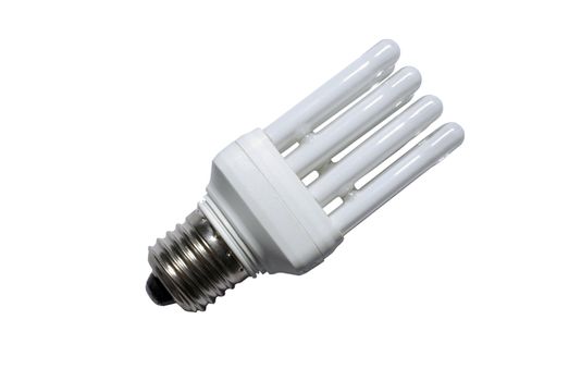 Fluorescent light bulb isolated on white background.