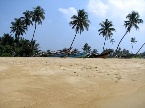Boats at the beach near Kalutara. Sri Lanka, Indian Ocean