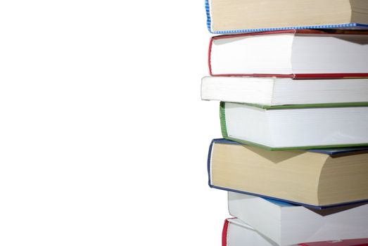 Stack of different books isolated on white background. Clipping path.