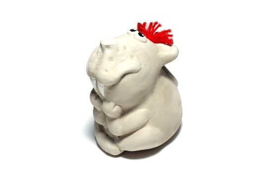 Ceramic mouse toy isolated on white background.