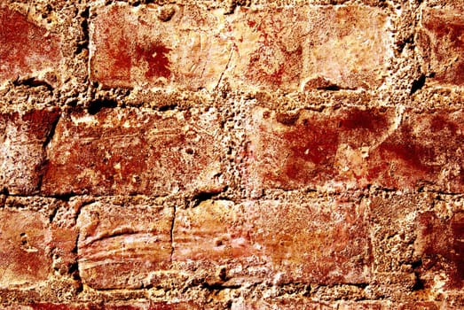 Red wall made of bricks. Abstract Background.