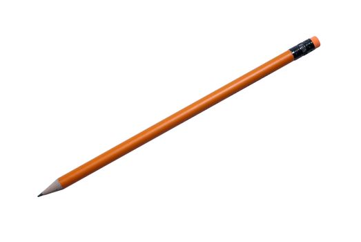 Modern orange pencil with black chrome. Isolated on white background. Clipping path.