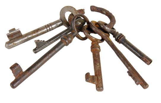 Ancient keys on a ring. Once they could open different locks