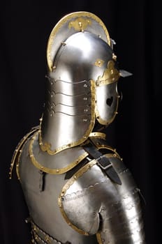 Armour of the medieval knight. Metal protection of the soldier against the weapon of the opponent