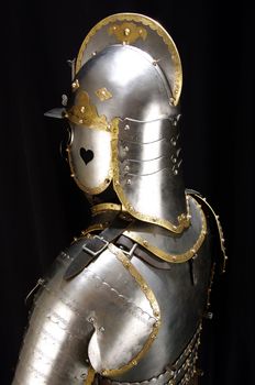 Armour of the medieval knight. Metal protection of the soldier against the weapon of the opponent