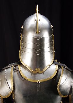 Armour of the medieval knight. Metal protection of the soldier against the weapon of the opponent