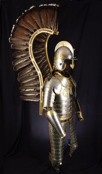 Armour of the medieval knight. Metal protection of the soldier against the weapon of the opponent