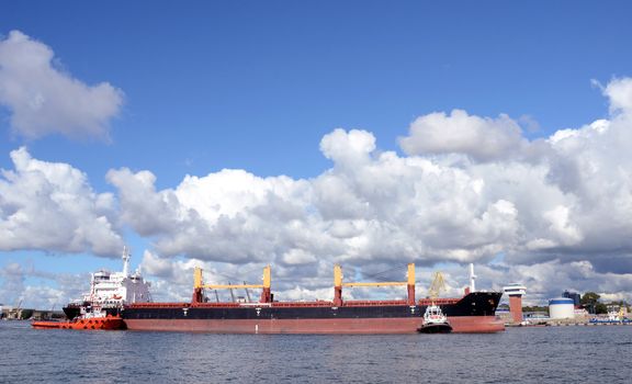 Ships in the Baltic sea port  Klaipeda, Lithuania