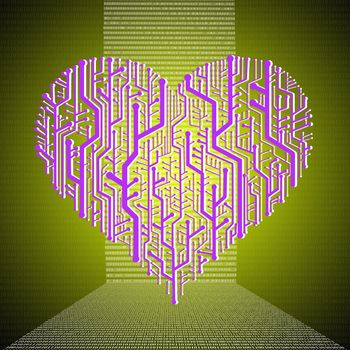 Heart graphic in circuit board theme, Heart healthy concept