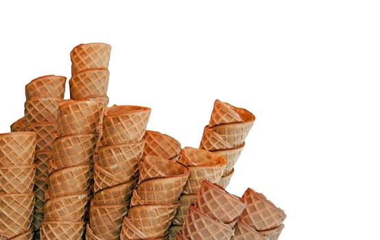 cones for ice cream waiting to be iced