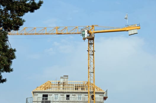 building in construction and crane (France Europe)