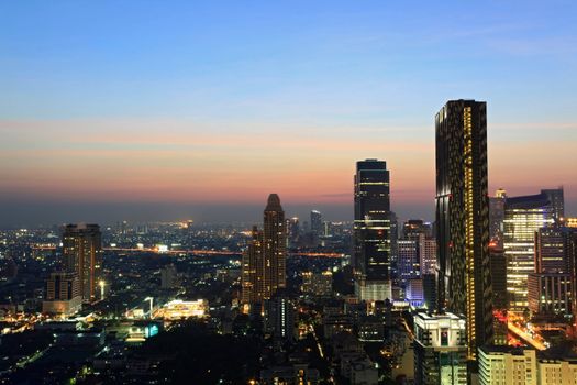 Aerial view of Bangkok Skyline cityscape Thailand