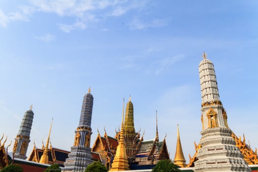 The temple Wat phra kaeo in the Grand palace area, one of the major tourism attraction in Bangkok, Thailand