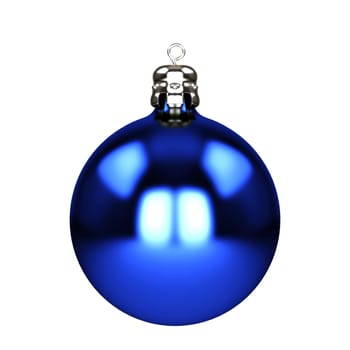 Blue christmas decorations baubles isolated on white