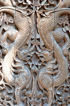 Decorated wooden door , Thai art  in North of Thailand