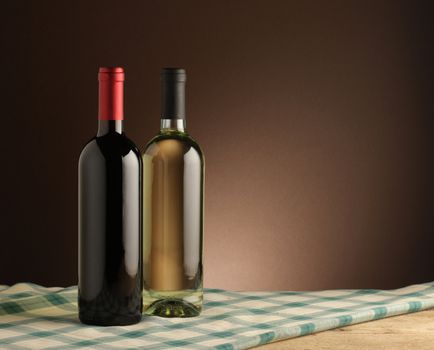 red wine and white wine bottle