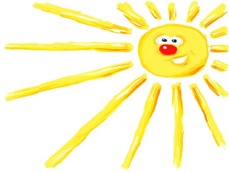 funny painted cartoon sun illustration