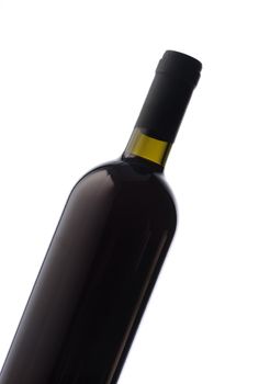red wine bottle on white background