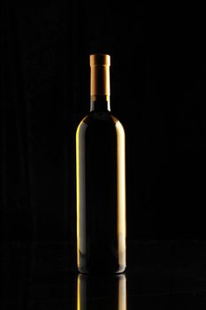 wine bottle on black background