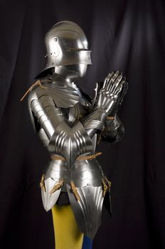 Armour of the medieval knight. Metal protection of the soldier against the weapon of the opponent