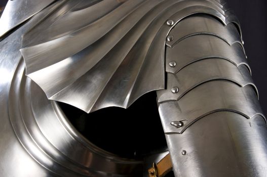 Armour of the medieval knight. Metal protection of the soldier against the weapon of the opponent