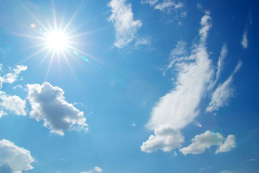 sunny sky background with a tiny clouds