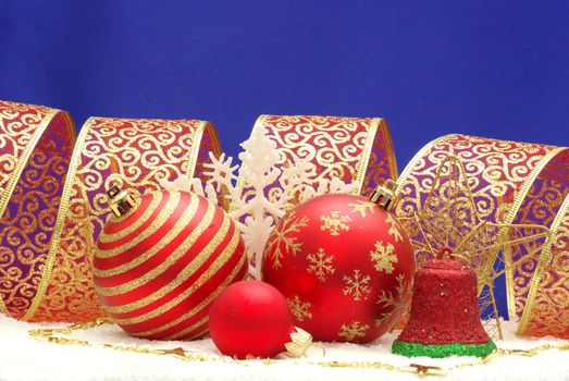 Christmas decoration over blue background