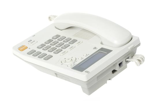 white office telephone on a white  background