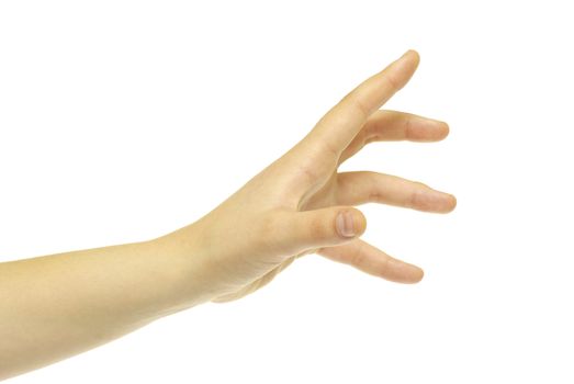 Extended hand for help on a white background