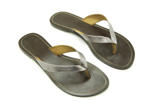 leather slippers isolated on white background
