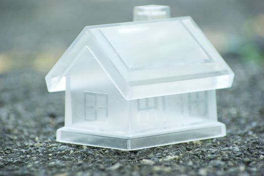 Crystal house isolated on gray background