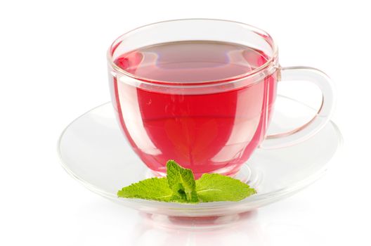 tea in cup isolated on white background