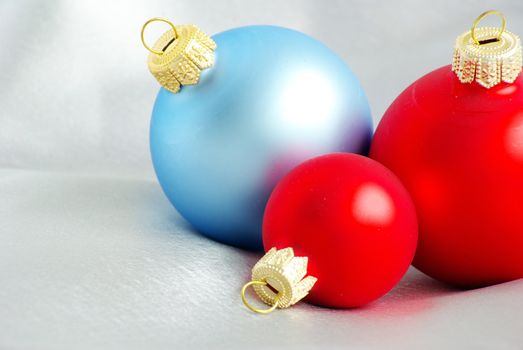 christmas balls isolated on the grey background