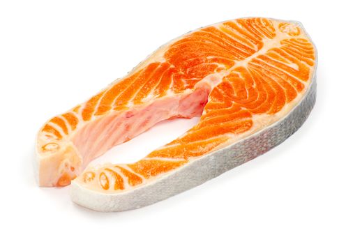 raw salmon fillet isolated on white
