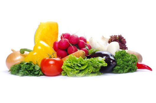  vegetables on the white background