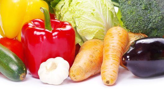 fresh vegetables on the white background