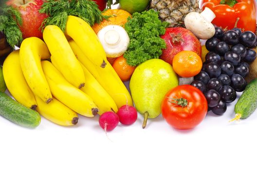 vegetables and fruits on white