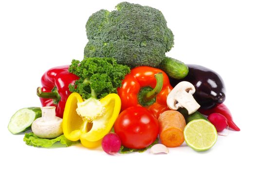 fresh vegetables on the white background