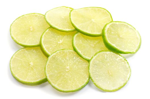 lime slices isolated on white background