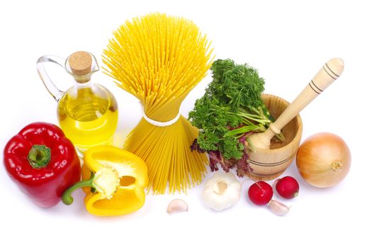 food ingredients isolated on white background