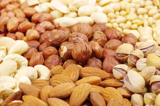 various nuts on a background