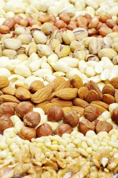 various nuts on a background