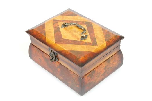 Wooden casket isolated on a white background