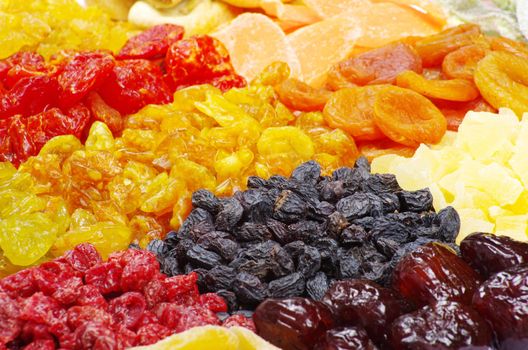 Background made of assorted dried fruits
