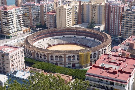 Malaga ( M�laga-Costa del Sol )  in Andalusia region of Spain. Famous bull ring stadium. Malaga is the sixth largest city in Spain.